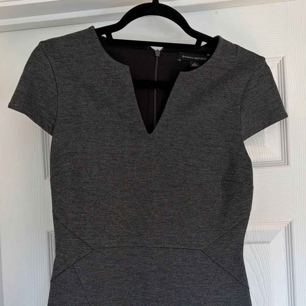 Banana Republic Charcoal Gray Notch-Neck Sheath Dress